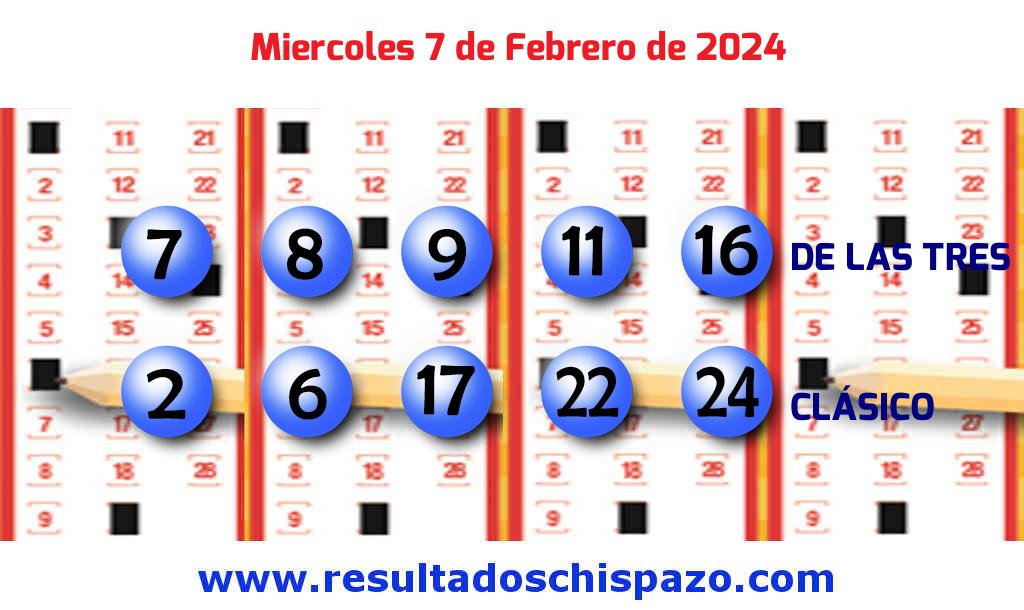 Boleto del Chispazo Clásico de hoy 2024-02-07.