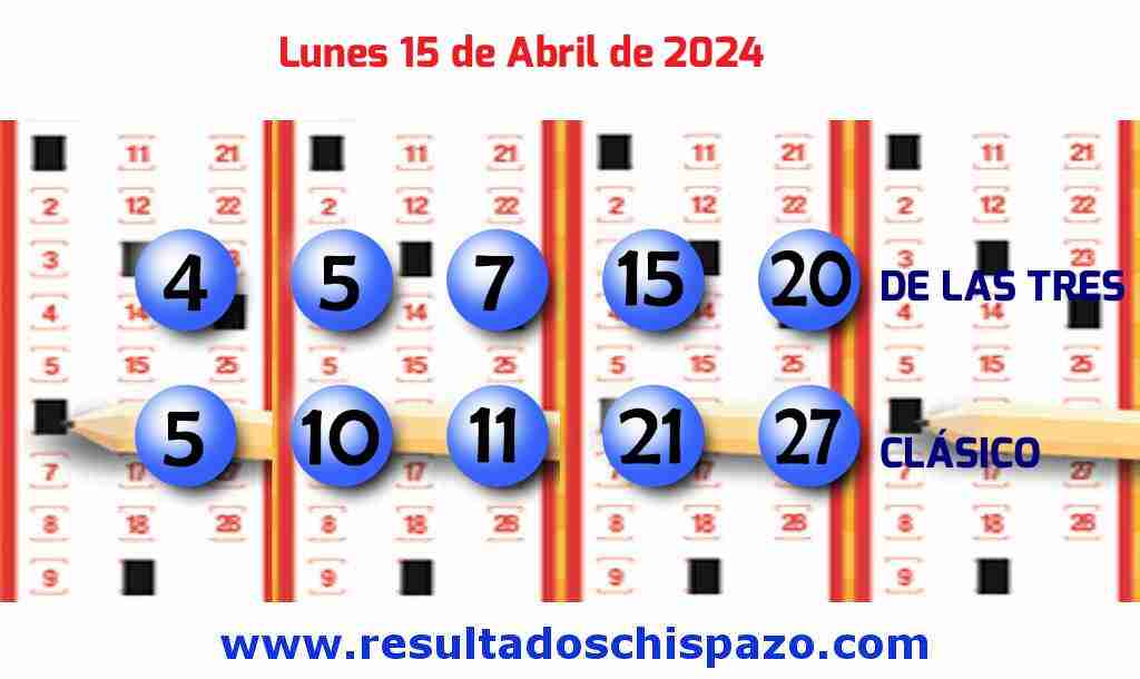 Boleto del Chispazo Clásico de hoy 2024-04-15.